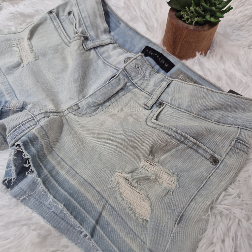 Aeropostale • Light Blue Distressed Denim Shorts